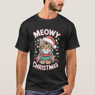 Bengal-Katze Meowy Weihnachten Süße Sweater Feiert T-Shirt