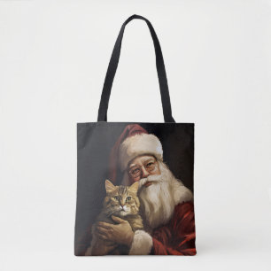 Bengal-Katze mit festlichem Weihnachtsmann Weihnac Tasche