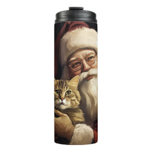 Bengal-Katze mit festlichem Weihnachtsmann Weihnac Thermosbecher