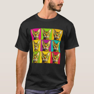 Bengal-Katze Pop Art Farbige Grafikdesign T-Shirt