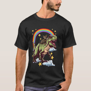 Bengal-Katze reitet auf einem Dinosaurier Dino T-Shirt