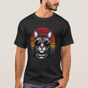 Bengal-Katze Retro Vintage Sonnenbrille Sonnenunte T-Shirt