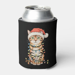 Bengal-Katze Weihnachtsbaum Lichter Weihnachtsmann Dosenkühler