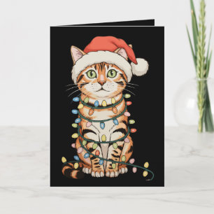 Bengal-Katze Weihnachtsbaum Lichter Weihnachtsmann Feiertagskarte