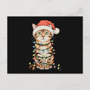 Bengal-Katze Weihnachtsbaum Lichter Weihnachtsmann Feiertagspostkarte