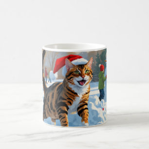 Bengal-Katze Weihnachtsfestliche Schneeszene Kaffeetasse
