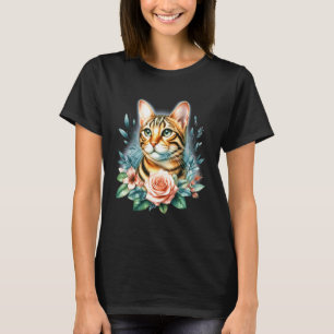 Bengal-Katze x Blumen T-Shirt