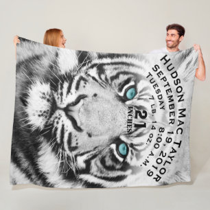 Bengal Tiger Baby Boy Geburtsstatistik Weißer Tige Fleecedecke