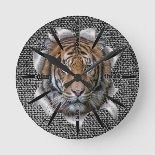 Bengal-Tiger cat Wildlife Runde Wanduhr (Vorderseite)