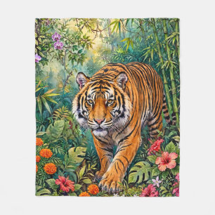 Bengal-Tiger Lebendiger Bambus-Dschungel Fleecedecke