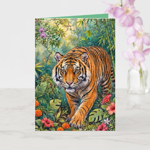 Bengal-Tiger Lebendiger Bambus-Dschungel Karte