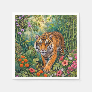 Bengal Tiger Lebendiger Bambus-Dschungel Serviette