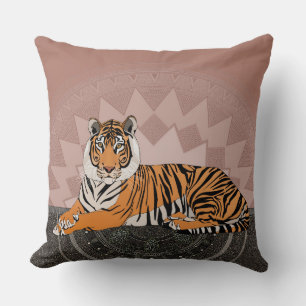 Bengal-Tiger Mandala Kupferrose Kissen