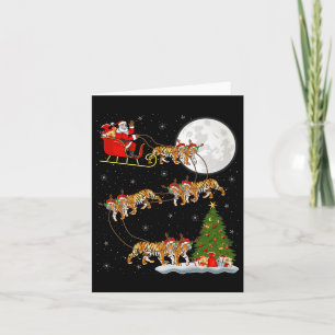 Bengal Tiger Santa Schlitten Fliegender Lustiger M Karte