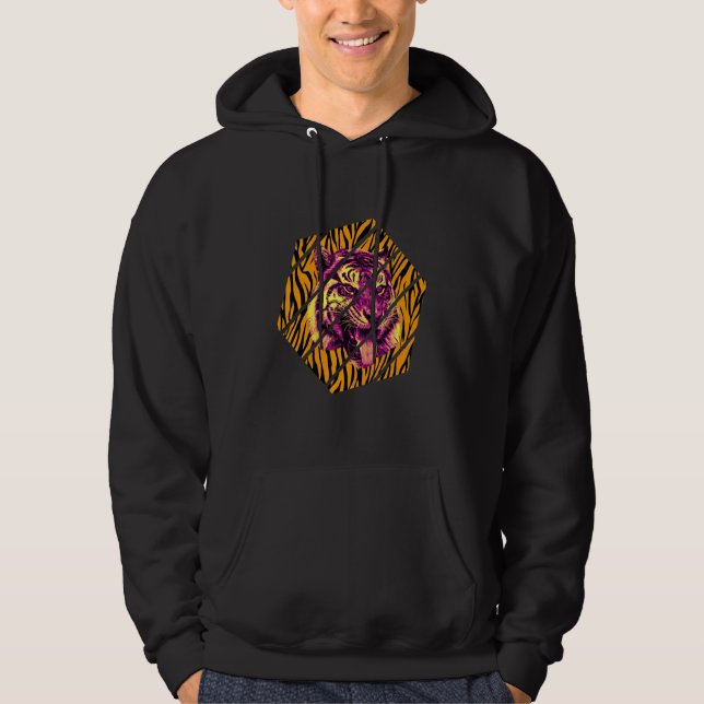 Bengal Tiger Tounge Hexa Bengal Tiger  Wildlife Hoodie (Vorderseite)