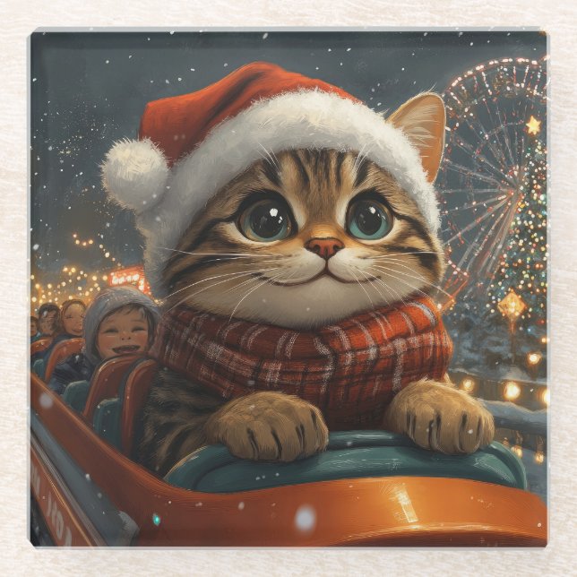 Bengalisch Cat Roller Untersetzer Weihnachten (Vorderseite)