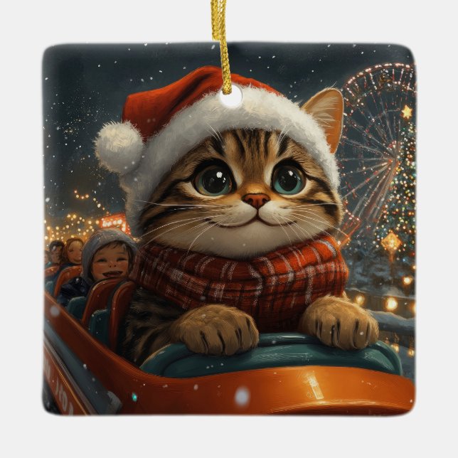 Bengalisch Cat Roller Untersetzer Weihnachten Keramikornament (Vorderseite)