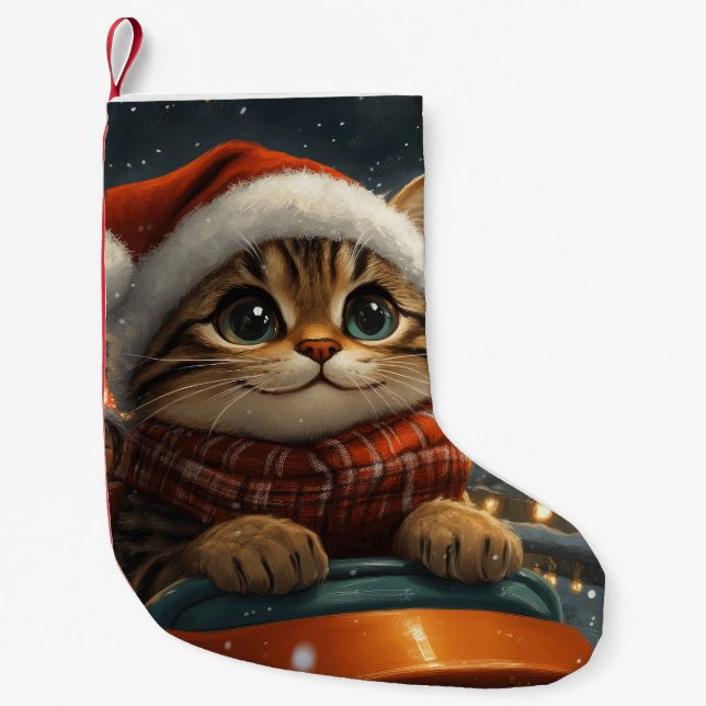 Bengalisch Cat Roller Untersetzer Weihnachten Kleiner Weihnachtsstrumpf (Vorderseite)