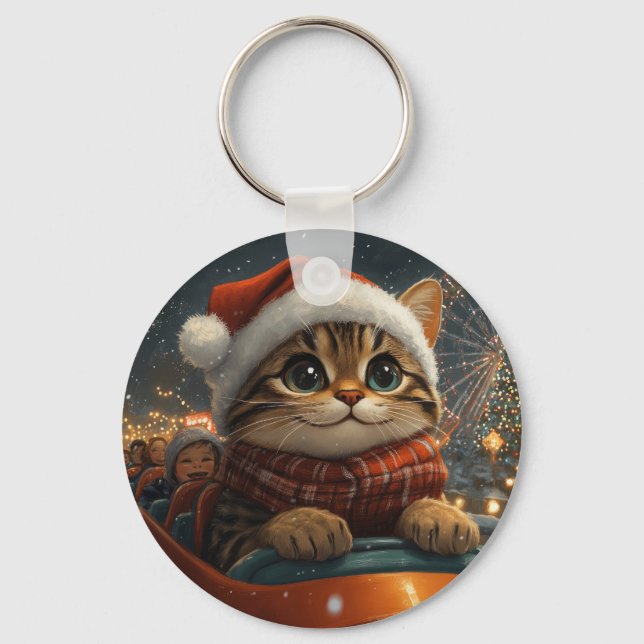 Bengalisch Cat Roller Untersetzer Weihnachten Schlüsselanhänger (Vorderseite)
