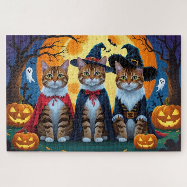 Bengalisch Cats Pumpkin Halloween Funny (Horizontal)