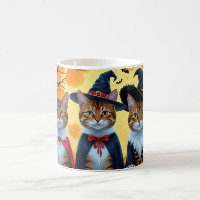 Bengalisch Cats Pumpkin Halloween Funny Kaffeetasse (Mittel)