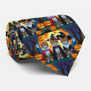 Bengalisch Cats Pumpkin Halloween Funny Krawatte