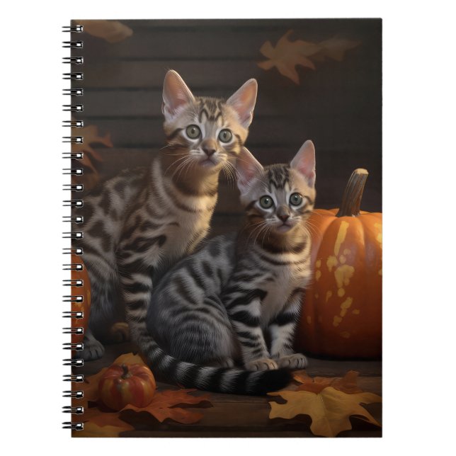 Bengalisch Kitten Autumn Delight Pumpkin Notizblock (Vorderseite)