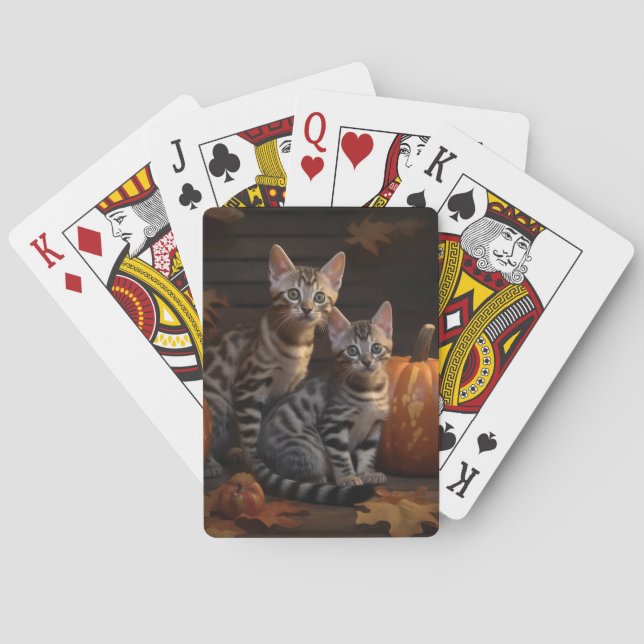 Bengalisch Kitten Autumn Delight Pumpkin Spielkarten (Rückseite)