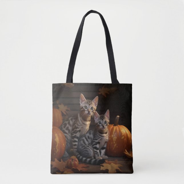 Bengalisch Kitten Autumn Delight Pumpkin Tasche (Vorderseite)