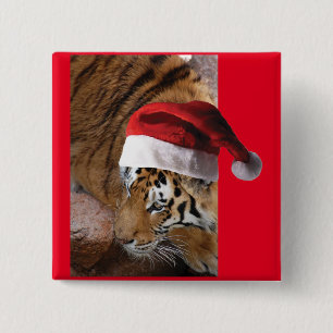 Bengalisch Tiger Santa Claus Button