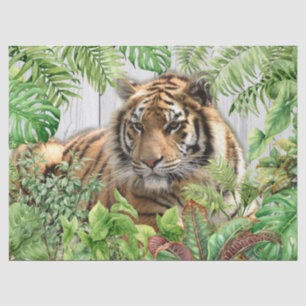 Bengalisch Tiger Tropenpalme Decoupage Seidenpapier