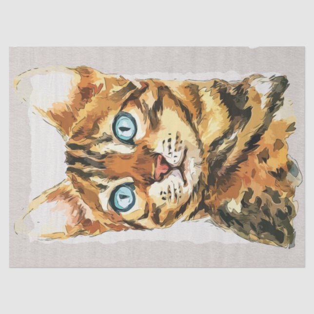 Bengalische Cat Watercolor Sketch Seidenpapier (Vorderseite)