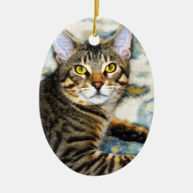 Bengalische Chat Art Keramik Ornament (Vorne)