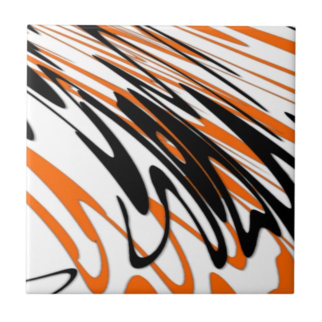 Bengalische Farbtöne in orangefarbenen und schwarz Fliese (Vorderseite)