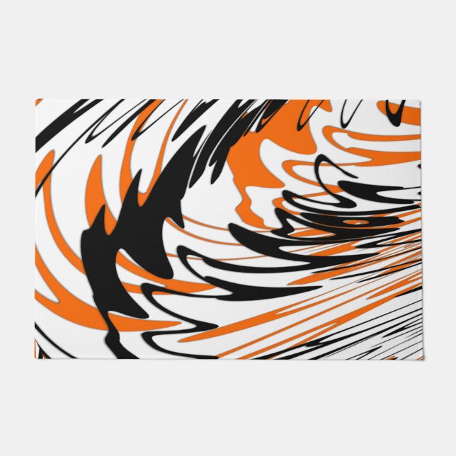 Bengalische Farbtöne in orangefarbenen und schwarz Fußmatte (Vorderseite)