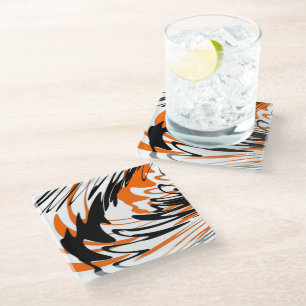 Bengalische Farbtöne in orangefarbenen und schwarz Glasuntersetzer