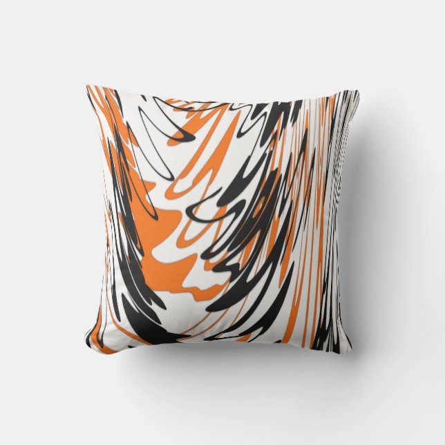 Bengalische Farbtöne in orangefarbenen und schwarz Kissen (Vorderseite)