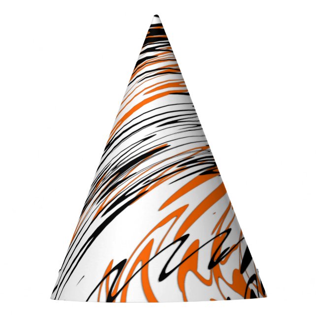 Bengalische Farbtöne in orangefarbenen und schwarz Partyhütchen (Vorderseite)