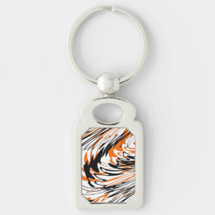 Bengalische Farbtöne in orangefarbenen und schwarz Schlüsselanhänger