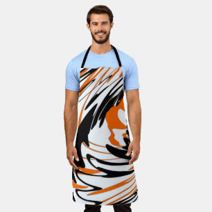 Bengalische Farbtöne in orangefarbenen und schwarz Schürze