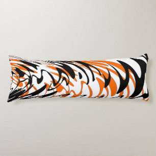 Bengalische Farbtöne in orangefarbenen und schwarz Seitenschläferkissen