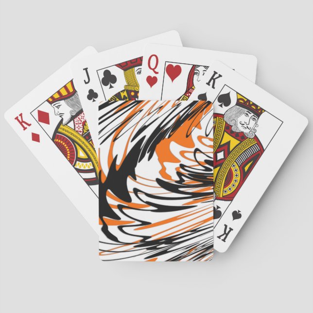 Bengalische Farbtöne in orangefarbenen und schwarz Spielkarten (Rückseite)