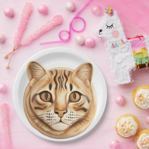 Bengalische Katze 3D Inspiriert Pappteller