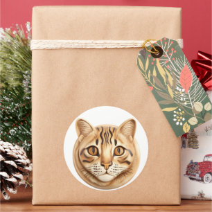 Bengalische Katze 3D Inspiriert Runder Aufkleber