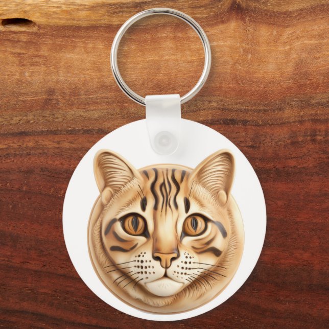 Bengalische Katze 3D Inspiriert Schlüsselanhänger (Rückseite)
