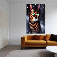 Bengalische Katze im Schnee | AI Art Poster