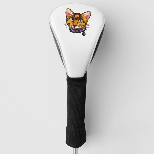 Bengalische Katze Katzen Kitty Cartoon Gesichtshäl Golf Headcover (Vorderseite)