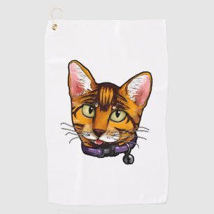Bengalische Katze Katzen Kitty Cartoon Gesichtshäl Golfhandtuch