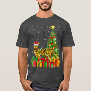 Bengalische Katze Lighting Weihnachten Bäume Weihn T-Shirt
