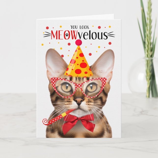Bengalische Katze MEOWvelous Geburtstag Karte (Vorderseite)